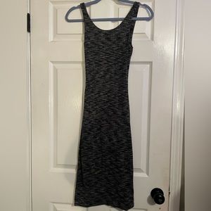 Cute key hole back cutout body con Express dress xs dark grey high leg slit